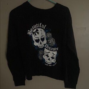 Beautiful Disaster skull long sleeve top